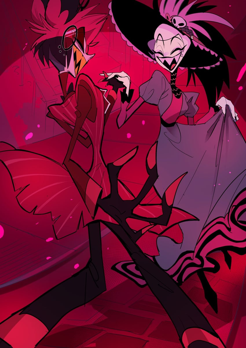 alastor and rosie (hazbin hotel) drawn by mi_soxxx10