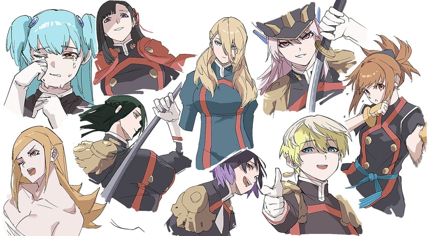 azuma fubuki, izumo tenka, yamashiro ren, uzen kyouka, kamiunten mira, and 4 more (mato seihei no slave) drawn by saikiseiya