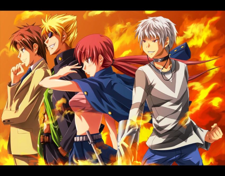 accelerator, musujime awaki, tsuchimikado motoharu, and unabara mitsuki (toaru majutsu no index and 1 more) drawn by jouban_minato