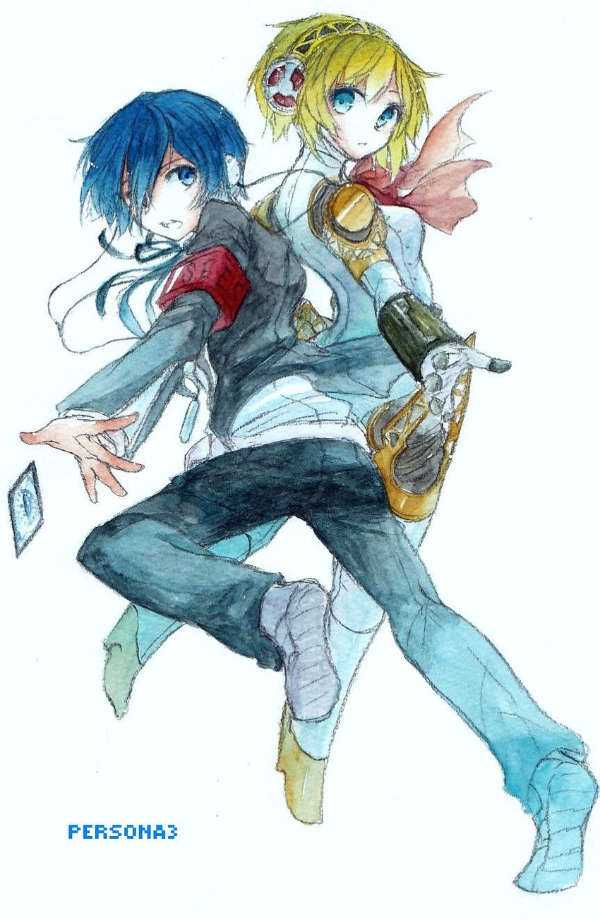 yuuki makoto and aigis (persona and 1 more) drawn by fina_(sa47rin5)