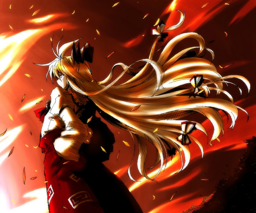 fujiwara no mokou (touhou) drawn by takana_shinno