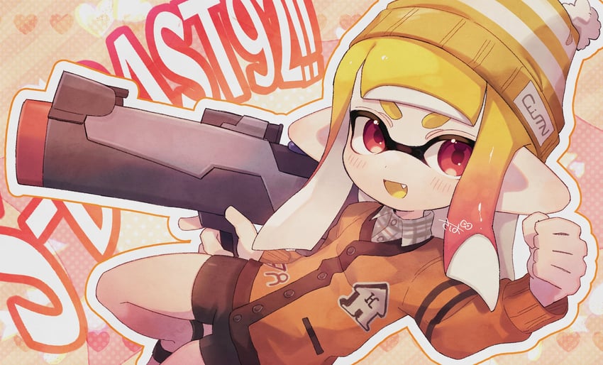 inkling player character and inkling girl (splatoon and 1 more) drawn by sabata_saba