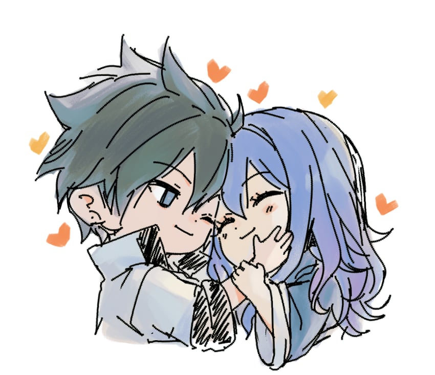 juvia lockser and gray fullbuster (fairy tail) drawn by lavendersea