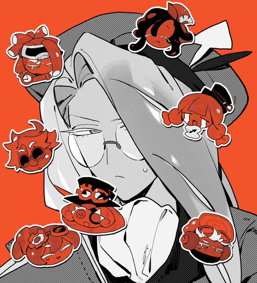 timekeeper cookie, croissant cookie, string gummy cookie, coffee candy cookie, baguette cookie, and 3 more (cookie run and 1 more) drawn by higa423