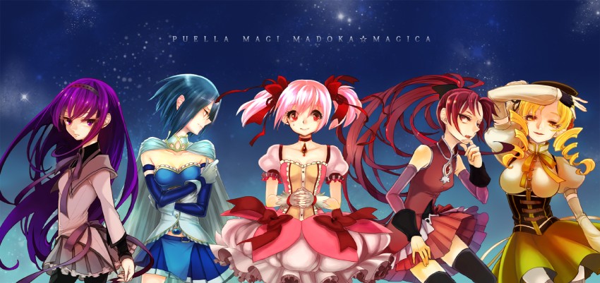 akemi homura, kaname madoka, miki sayaka, sakura kyoko, and tomoe mami (mahou shoujo madoka magica) drawn by oooocha