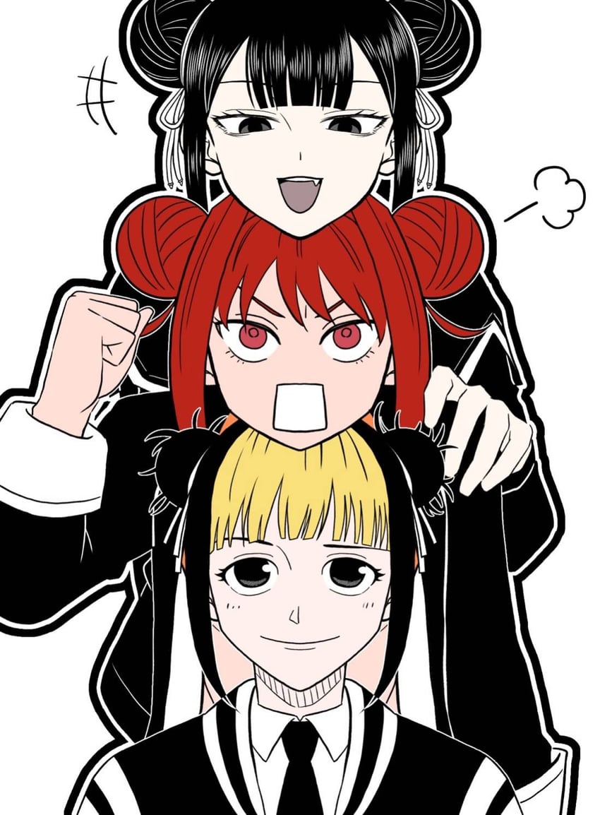 hinao, tsujita makoto, and minmin (kagurabachi and 2 more) drawn by medemedenomi