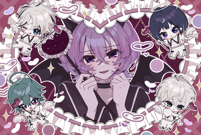 sagiri esu, hanamura fuyume, natsu kanna, hojo raika, and taki ibuki (ensemble stars!) drawn by e_ntkntk