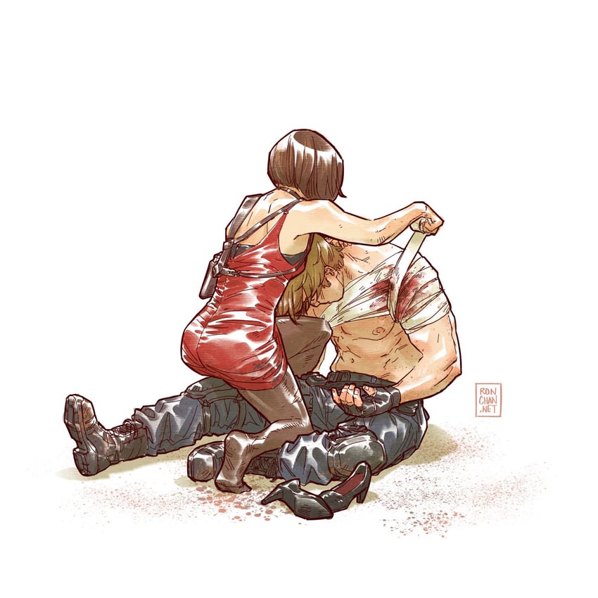 leon s. kennedy and ada wong (resident evil and 1 more) drawn by ron_chan