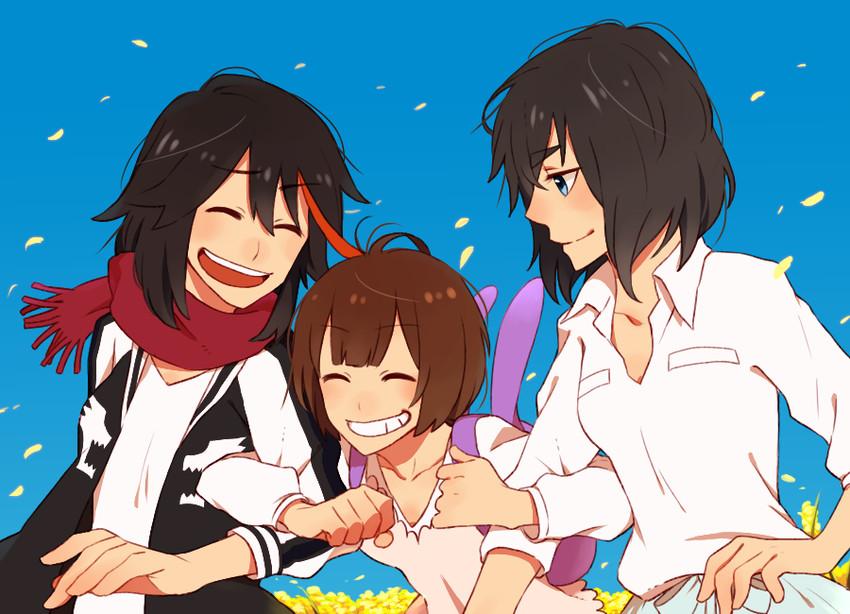 matoi ryuuko, kiryuuin satsuki, and mankanshoku mako (kill la kill) drawn by hosomitimiti