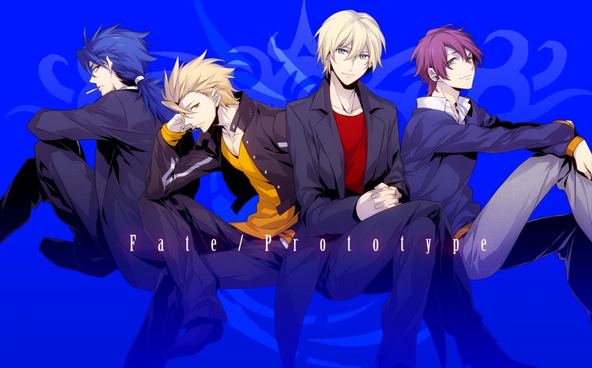 cu chulainn, arthur pendragon, gilgamesh, and perseus (fate and 2 more) drawn by xia_(ryugo)