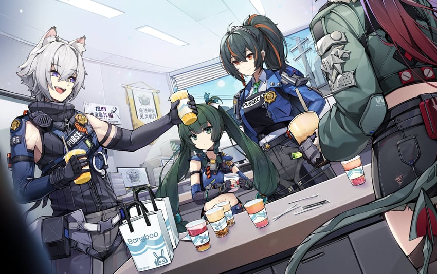 jane doe, zhu yuan, qingyi, and seth lowell (zenless zone zero) drawn by ddangbi