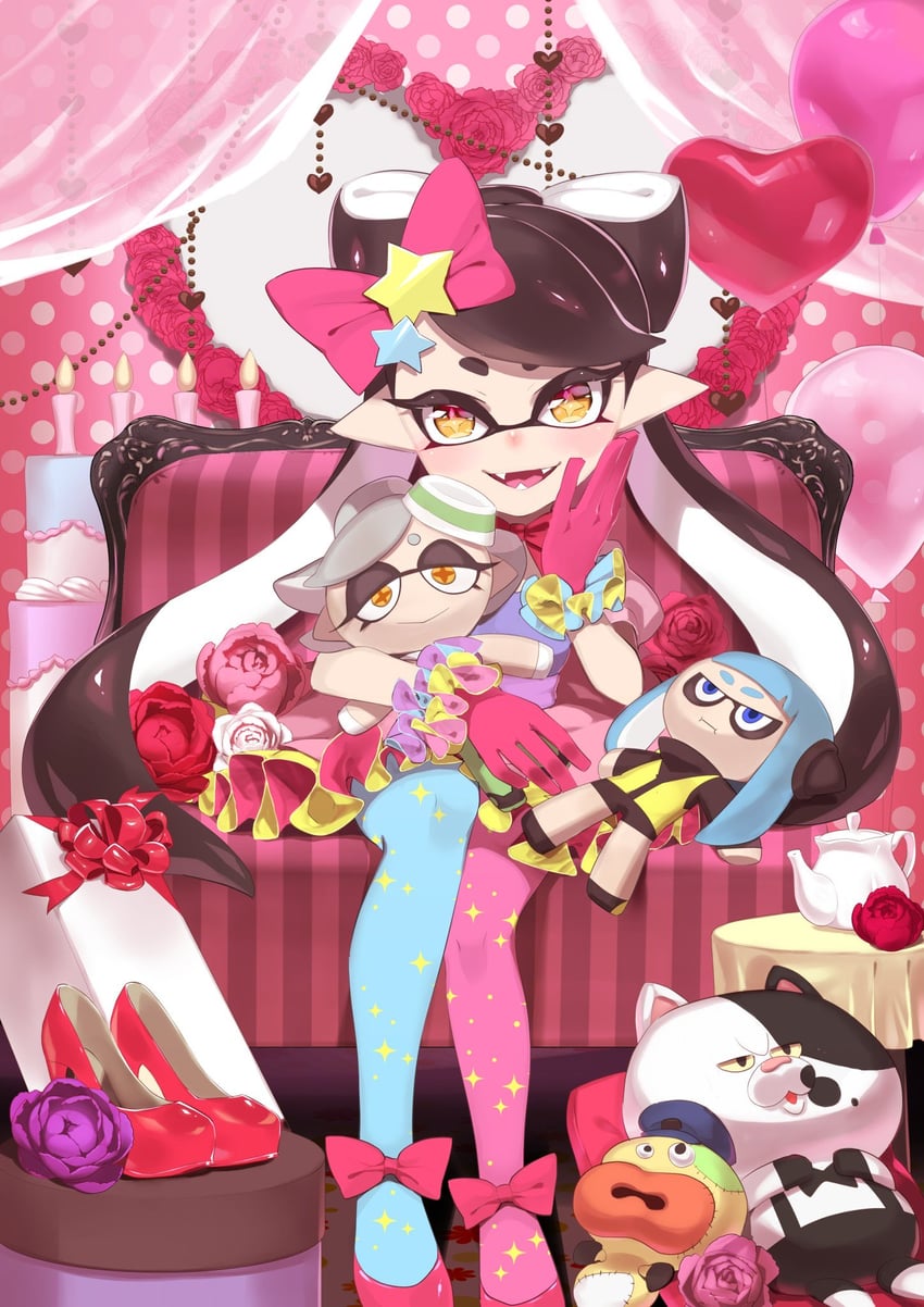 callie, marie, judd, and zapfish (splatoon) drawn by nomu_(29_nom)