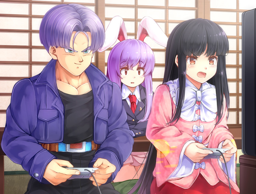 reisen udongein inaba, houraisan kaguya, and trunks (touhou and 2 more) drawn by komimiyako