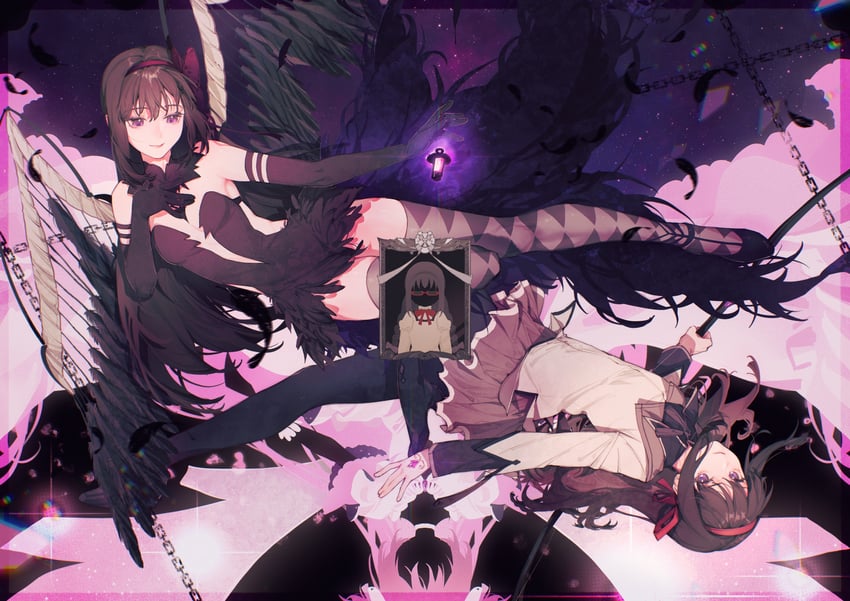 akemi homura, kaname madoka, ultimate madoka, and akuma homura (mahou shoujo madoka magica and 1 more) drawn by qiuyun62303677