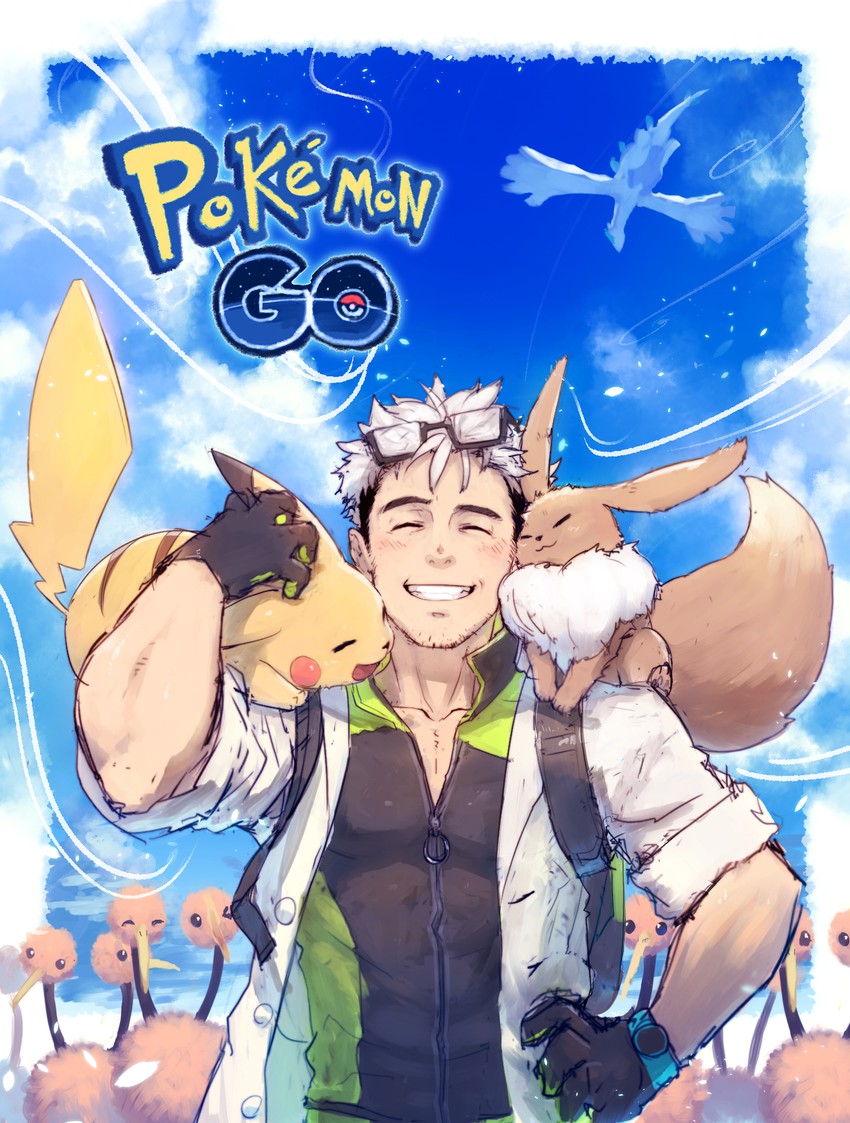 pikachu, eevee, lugia, doduo, and professor willow (pokemon and 1 more) drawn by p!k@ru