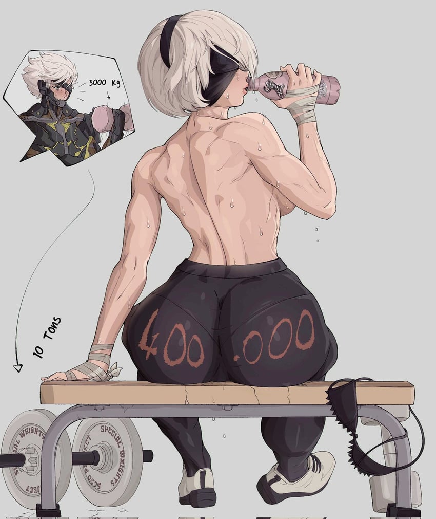 2b and raiden (nier and 3 more) drawn by yoracrab
