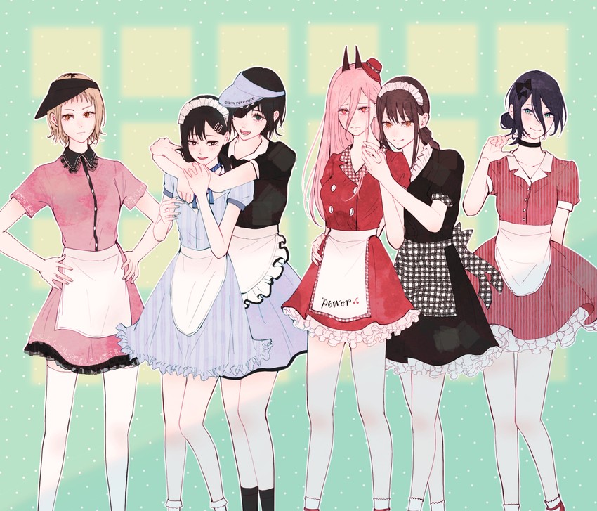 makima, power, reze, higashiyama kobeni, himeno, and 1 more (chainsaw man) drawn by kotochi_re