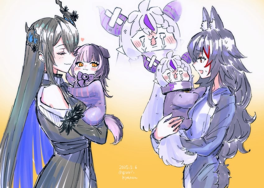 ookami mio, la+ darknesss, shiori novella, and nerissa ravencroft (hololive and 1 more) drawn by yuri_kyanon