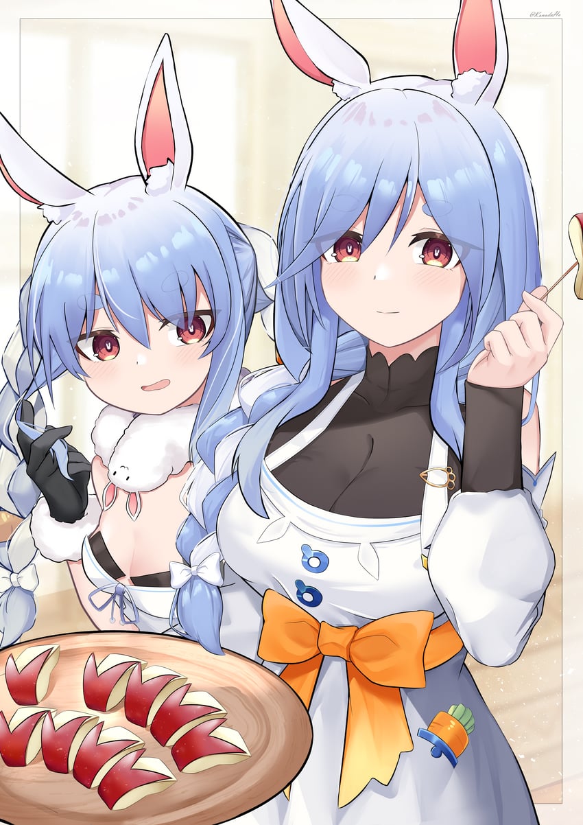 usada pekora, don-chan, and pekomama (hololive) drawn by kanadeho