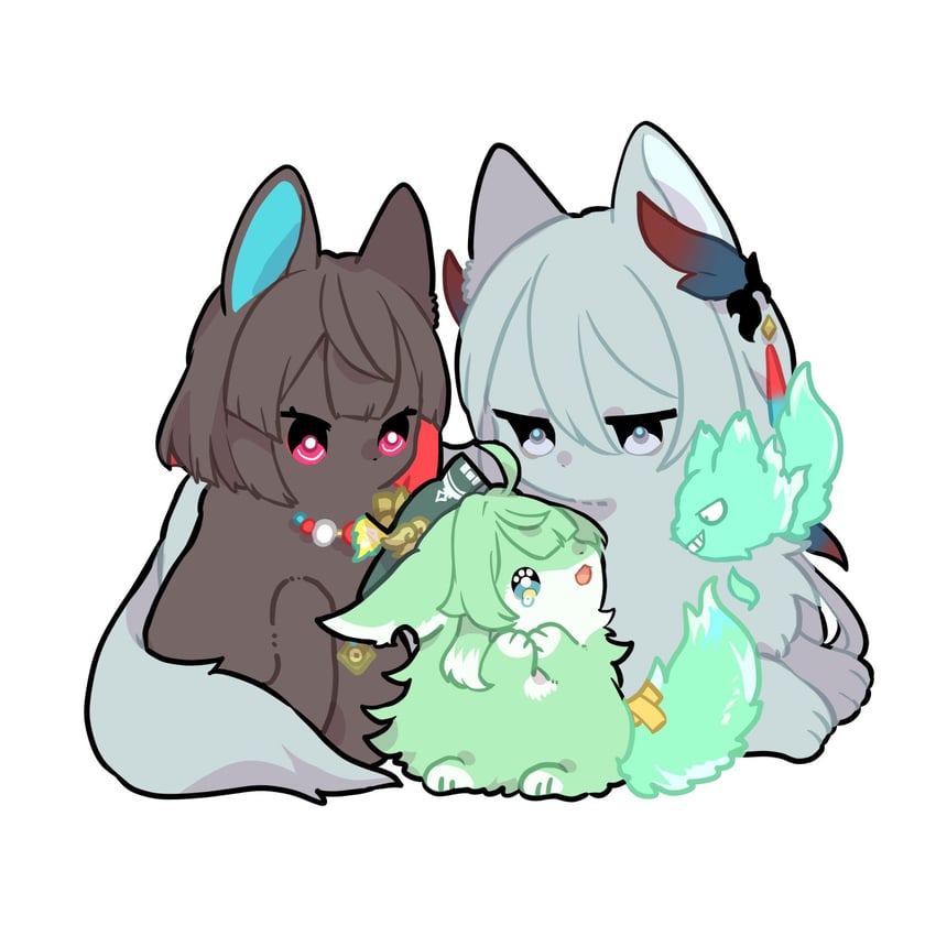 huohuo, tail, hanya, and xueyi (honkai and 1 more) drawn by nasuka_gee