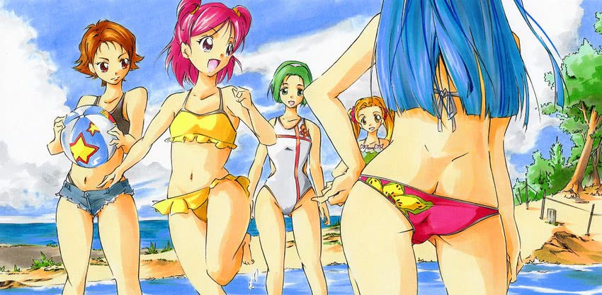 yumehara nozomi, minazuki karen, kasugano urara, akimoto komachi, and natsuki rin (precure and 1 more) drawn by umanosuke