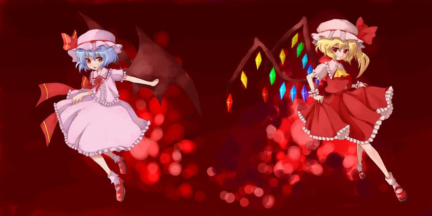 remilia scarlet and flandre scarlet (touhou) drawn by miya_(tsumazukanai)