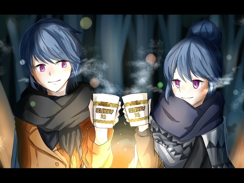 shima rin (yurucamp and 1 more) drawn by luna_(gkluna_mas)