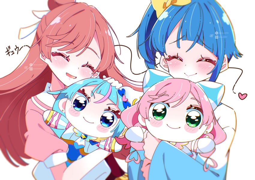 sora harewataru, nijigaoka mashiro, cure sky, and cure prism (precure and 1 more) drawn by potacure