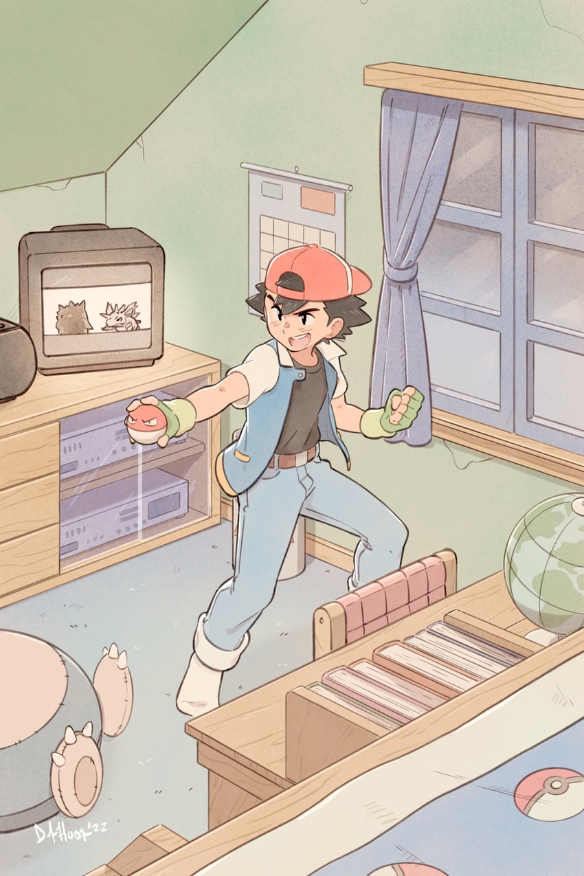 ash ketchum, gengar, snorlax, voltorb, and nidorino (pokemon) drawn by dukehooverart