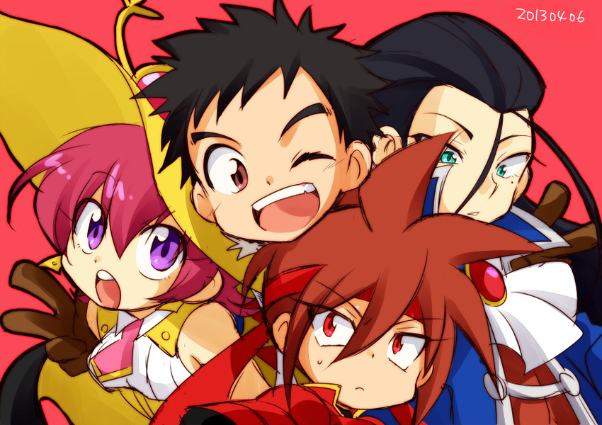 feylin, hagan, nagare, and kibamaru (tanken driland and 1 more) drawn by take_no_ko
