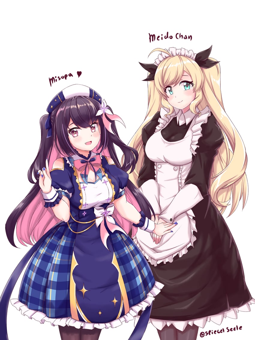 hina misora and maid-chan (wactor production) drawn by takkikun