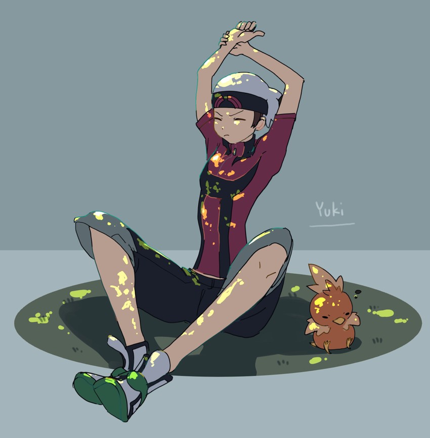 brendan and torchic (pokemon and 1 more) drawn by rifu_(hunihuni1130)