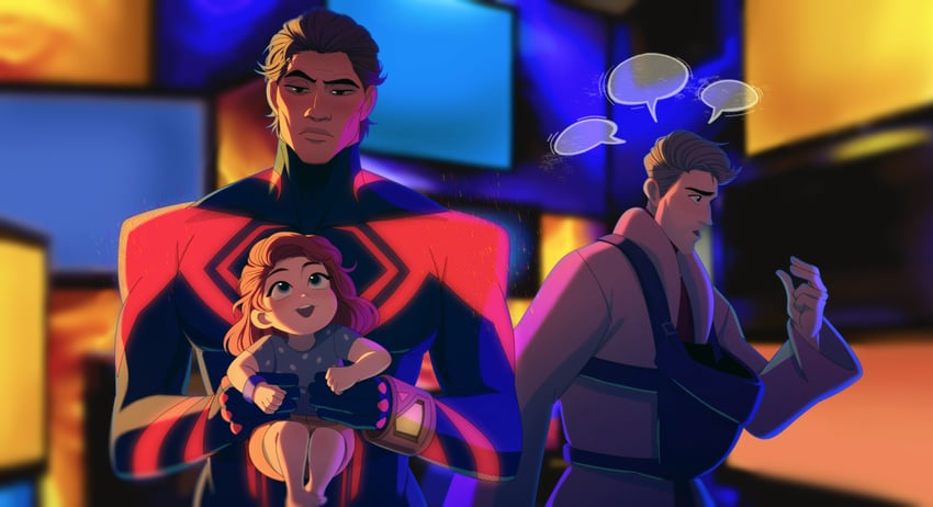 miguel o'hara, spider-man, peter b parker, and mayday parker (marvel and 3 more) drawn by skyellux2