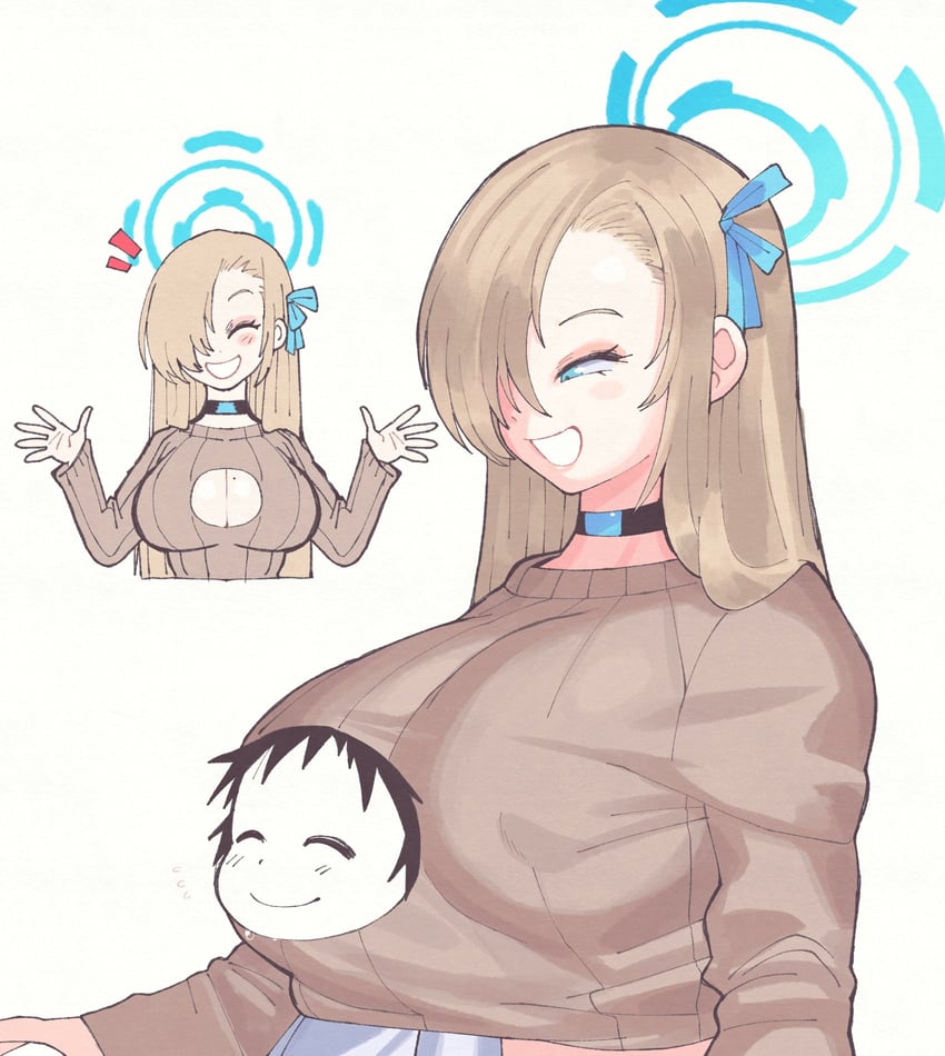 sensei, doodle sensei, and asuna (blue archive) drawn by inkerton-kun