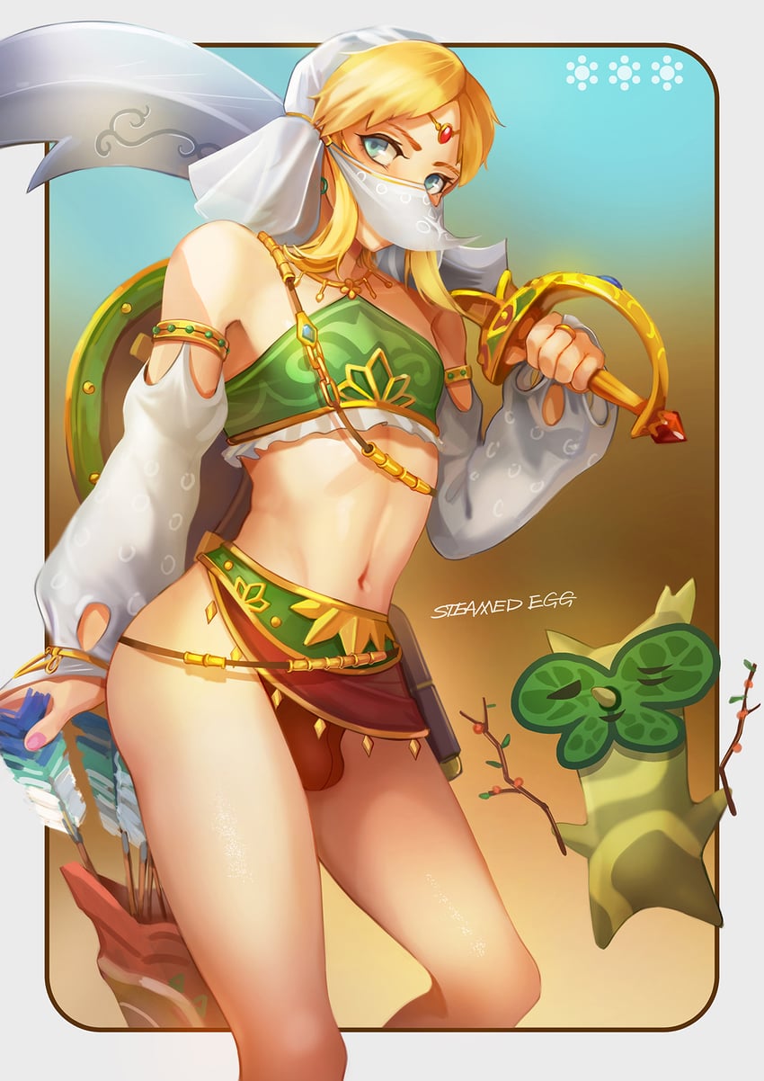 link and korok (the legend of zelda and 1 more) drawn by chawanmushi_(steamedeggz)