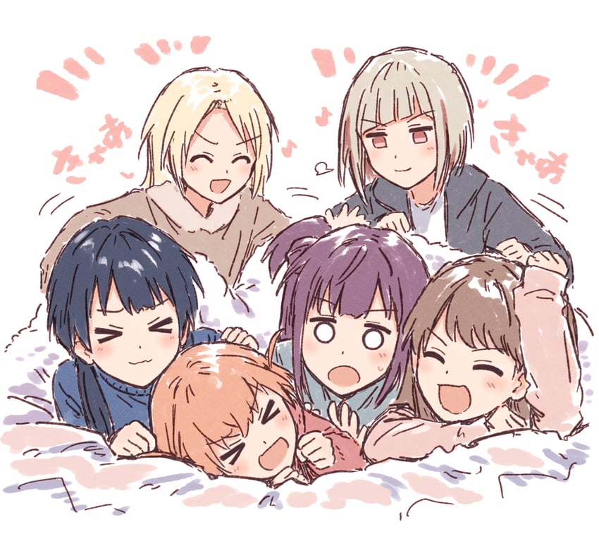 hinoshita kaho, fujishima megumi, otomune kozue, murano sayaka, yugiri tsuzuri, and 1 more (love live! and 1 more) drawn by bullfalk