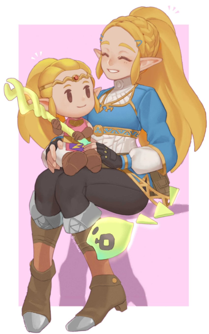princess zelda and tri (the legend of zelda and 2 more) drawn by ivy_(sena0119)