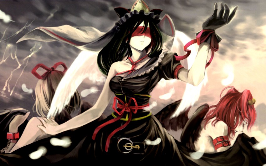 shiki eiki, onozuka komachi, medicine melancholy, and justitia (touhou) drawn by cradle_(circle) and misaki_kurehito