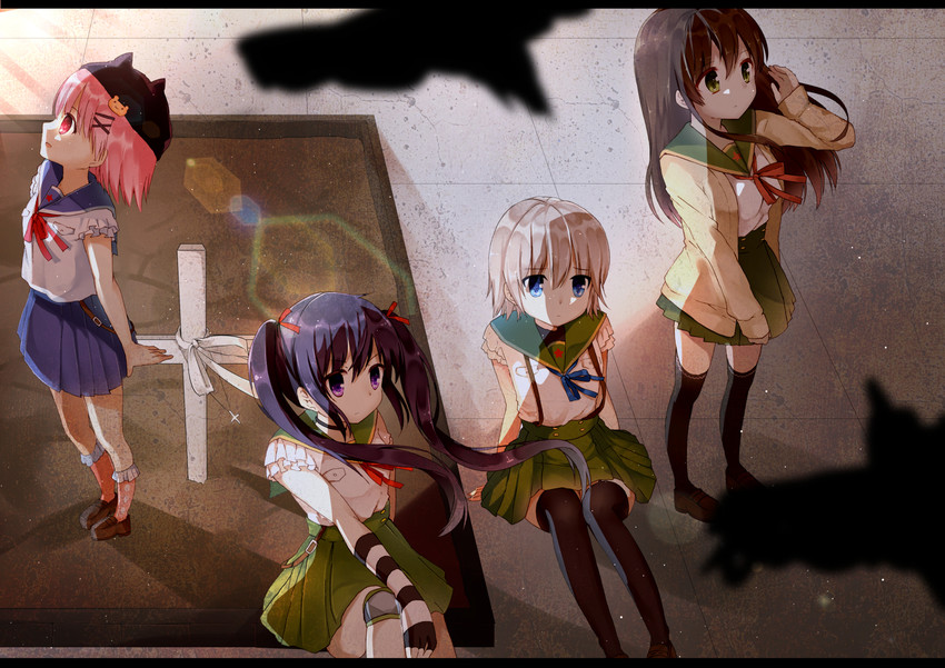 ebisuzawa kurumi, takeya yuki, wakasa yuuri, and naoki miki (gakkou gurashi!) drawn by shiramori_sawa