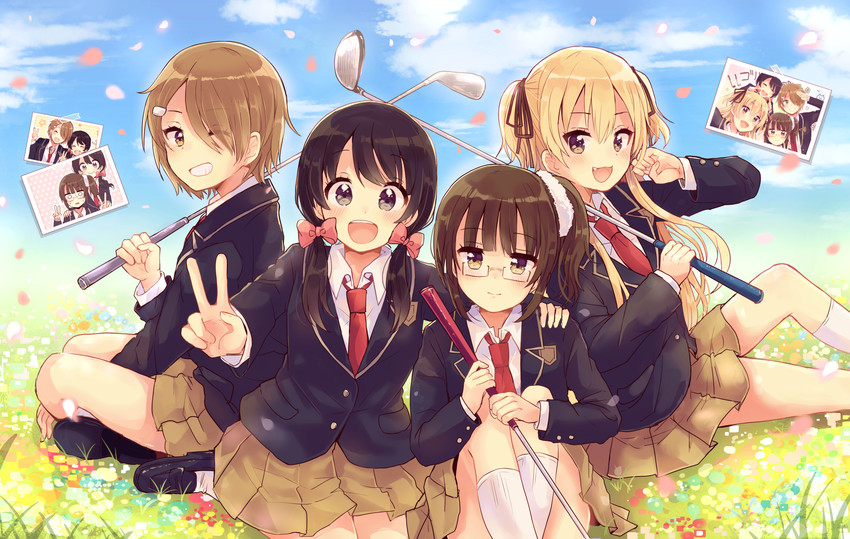 miyasato haruka, okamoto natsuhi, yokomine ibuki, and higuchi kaede (swing!!) drawn by sakura_oriko