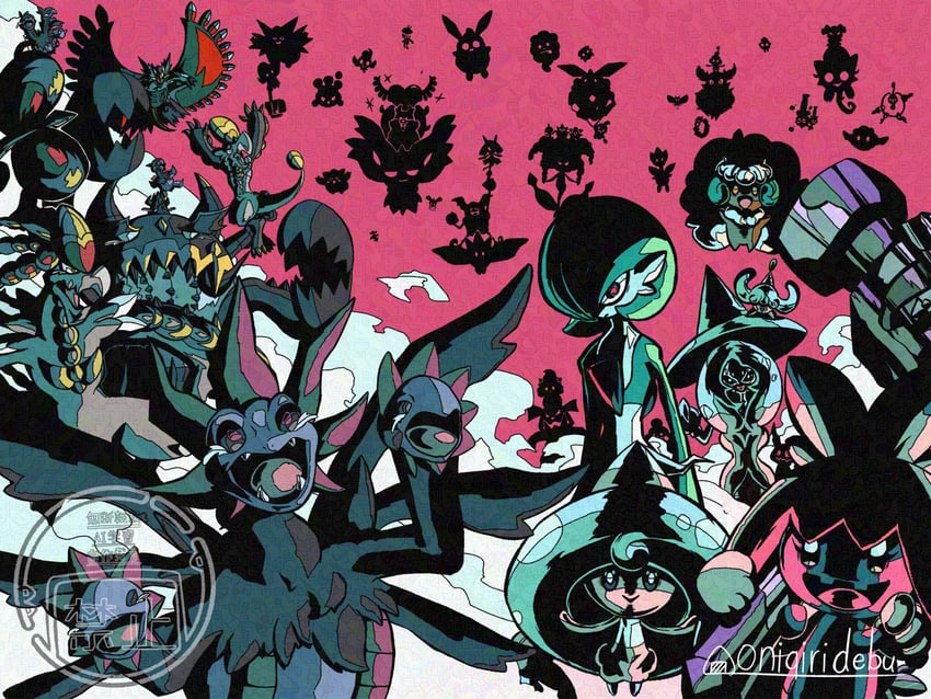 gardevoir, kirlia, mimikyu, clefairy, hatterene, and 30 more (pokemon) drawn by debudebumetabo