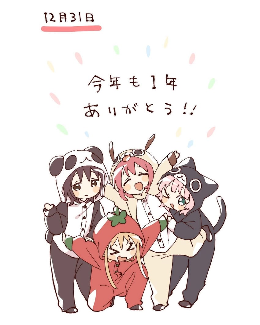 toshinou kyouko, akaza akari, funami yui, and yoshikawa chinatsu (yuruyuri) drawn by namori