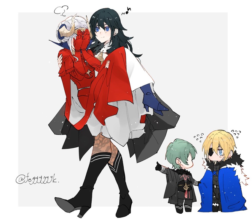 female byleth, edelgard von hresvelg, dimitri alexandre blaiddyd, and male byleth (fire emblem and 1 more) drawn by feyyyyyyk