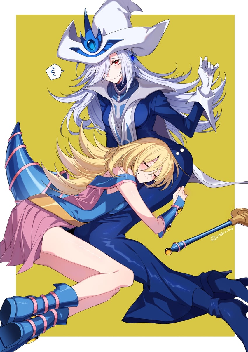dark magician girl and silent magician (yu-gi-oh!) drawn by yoshio_296