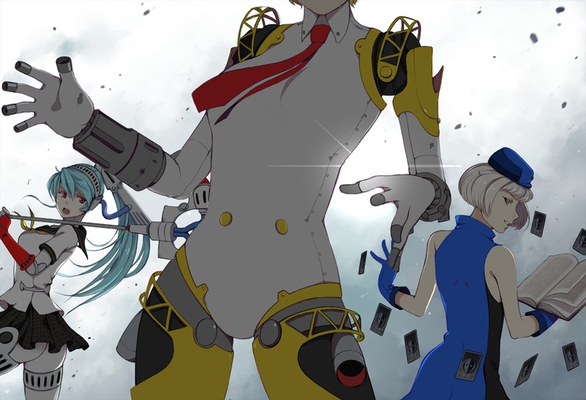 aigis, elizabeth, and labrys (persona and 2 more) drawn by troyd