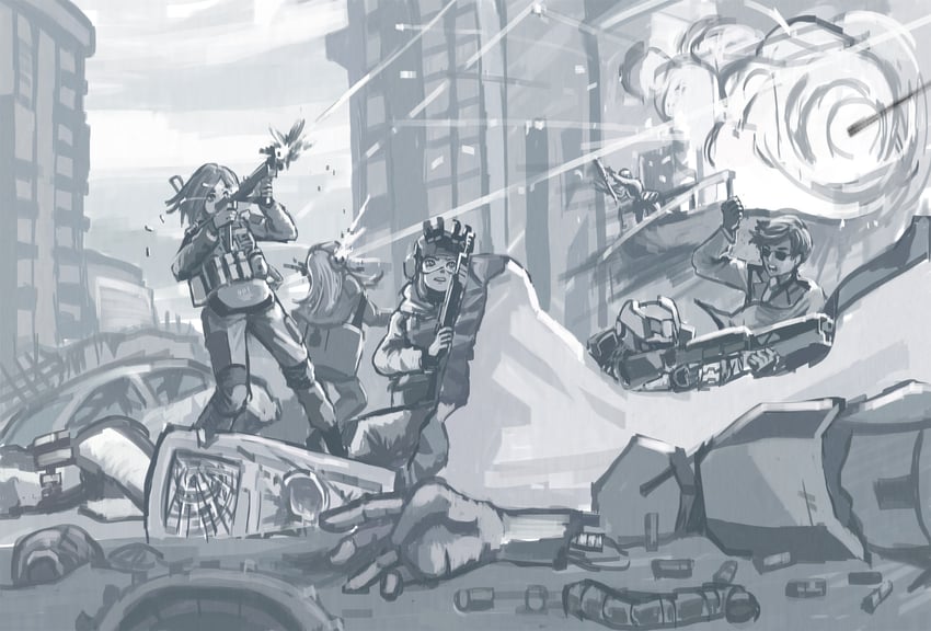 commander, mass-produced nikke, idoll ocean, soldier eg, product 12, and 2 more (goddess of victory: nikke) drawn by stas_(wwy)