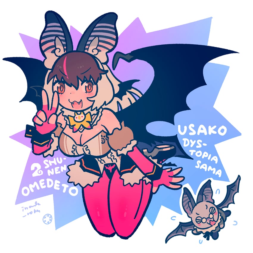 brown long-eared bat and poporu (kemono friends and 1 more) drawn by inada_roku