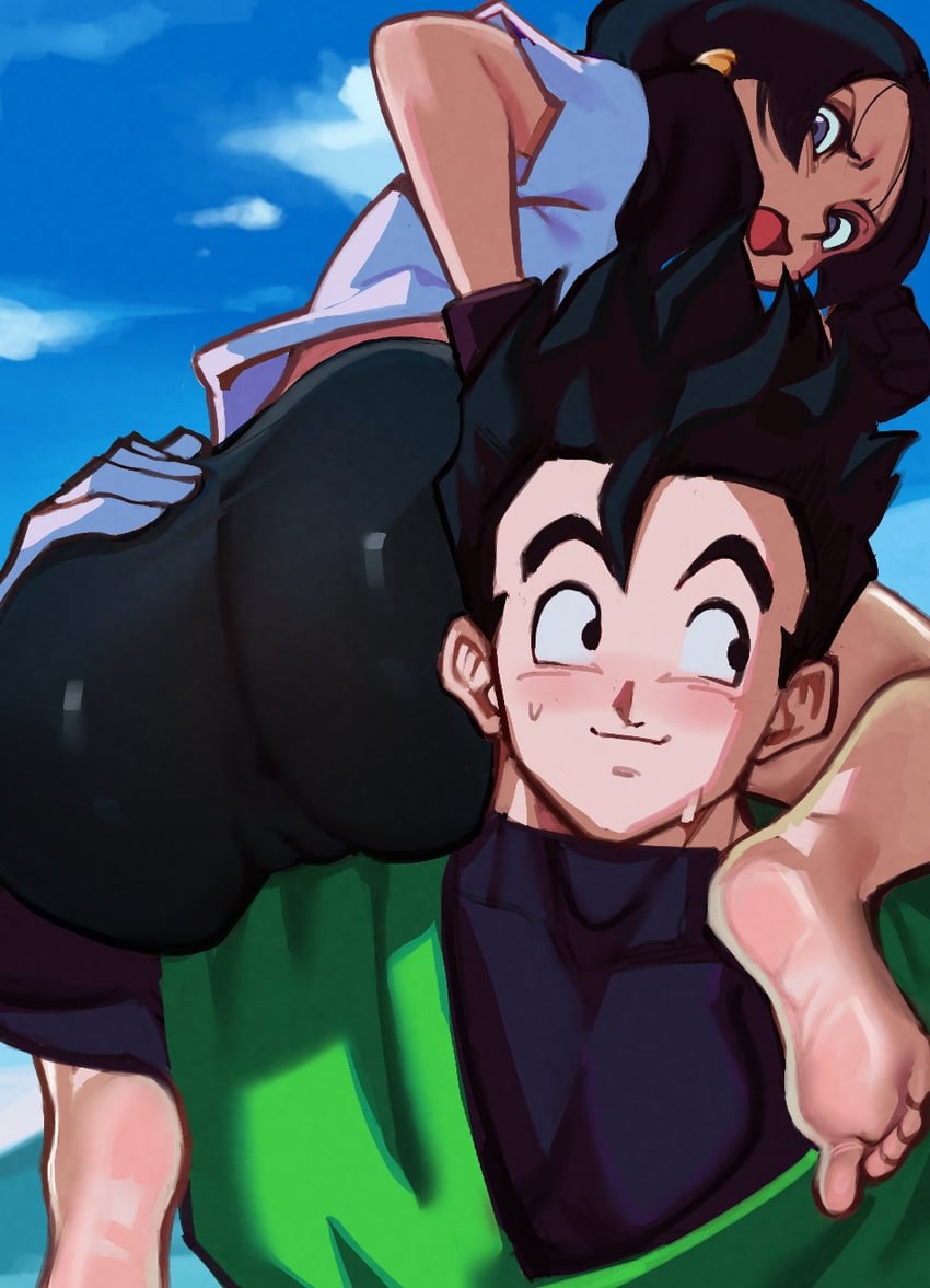 son gohan, videl, and great saiyaman (dragon ball and 1 more) drawn by roropull