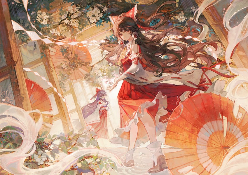 hakurei reimu (touhou and 1 more) drawn by maccha_(mochancc)