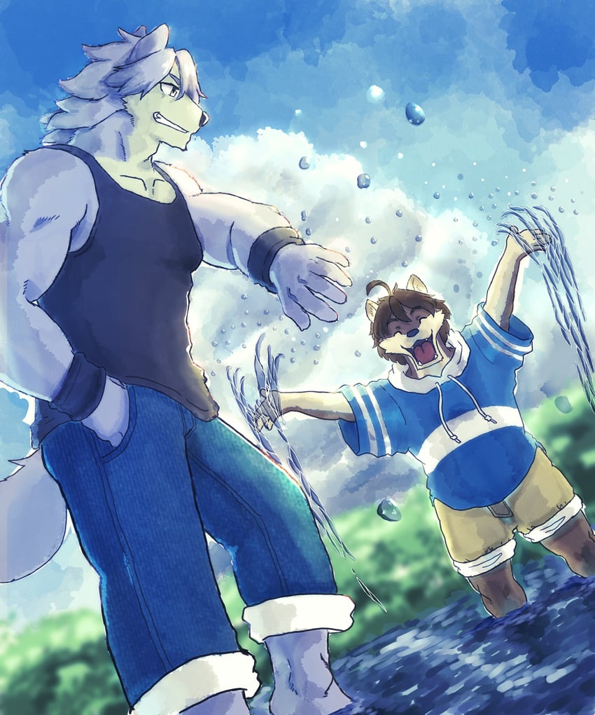 kouya aotsuki and shun kodori (morenatsu) drawn by kakukaku_(kakukaku023)